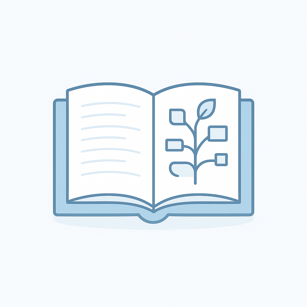 Illustration of an open book showing AI collaboration frameworks.