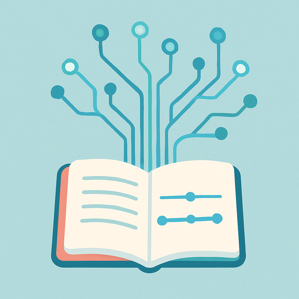 Notebook connecting to AI circuits, symbolizing session workflow.