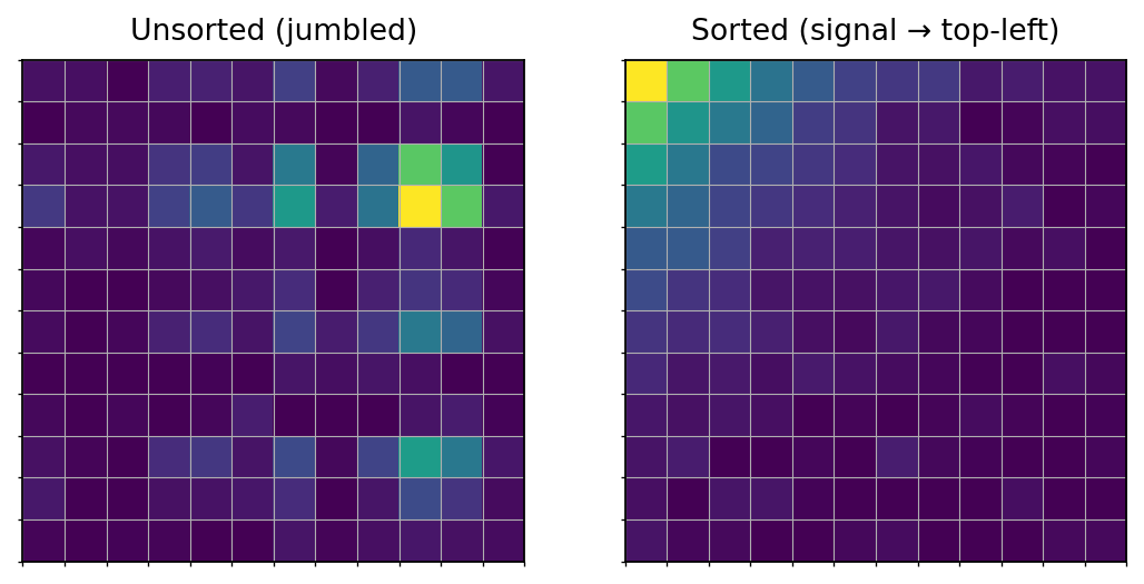 Image showing how initially unsorted items are then sorted